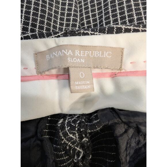 Banana Republic Sloan Fit Windowpane Ankle Pants Black White Size 0 - Picture 7 of 8